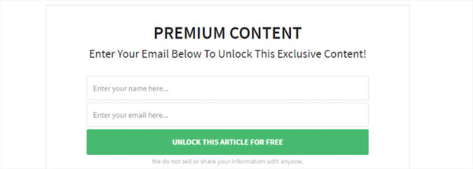 Ejemplo de contenido premium bloqueado