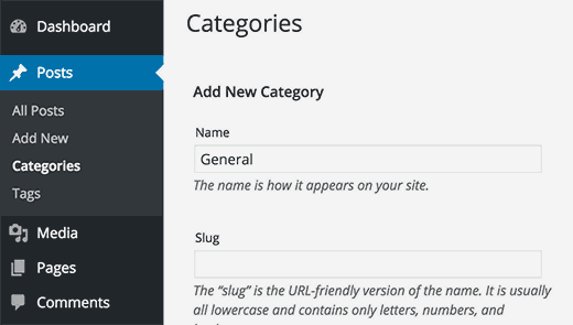 Añadir una nueva categoría en WordPress