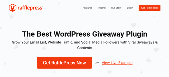 El sitio web de RafflePress
