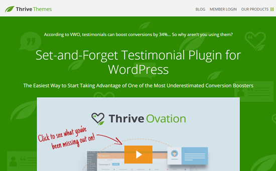 Sitio web de Thrive Ovation