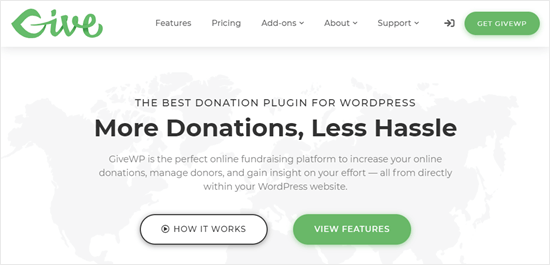 Sitio web del plugin GiveWP