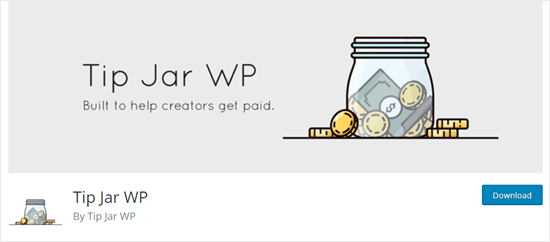 El plugin Tip Jar WP en el sitio web de WordPress