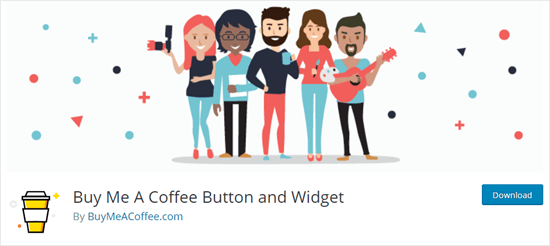 El plugin Buy Me a Coffee tip jar en el sitio web de WordPress