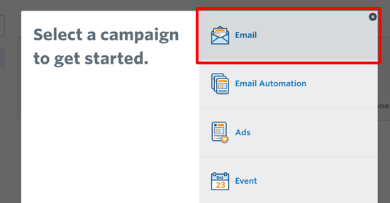 Selecciona la campaña de correo electrónico 