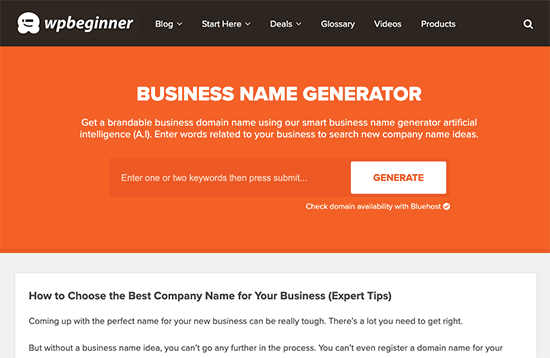Generador de nombres de negocios WPMundobytes