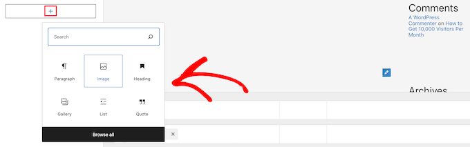 Haz clic en el icono más y selecciona el widget