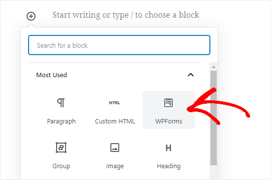 Añadir un formulario a tu página utilizando el editor de bloques (Gutenberg)