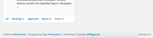 Pie de página personalizado del área de administración de WordPress