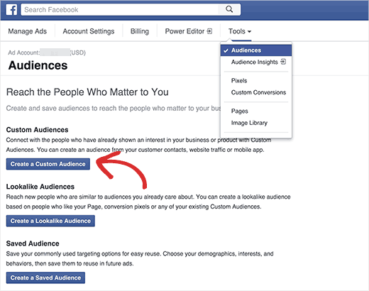 Públicos personalizados de Facebook