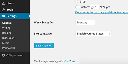 Instalar y cambiar el idioma en la configuración de WordPress
