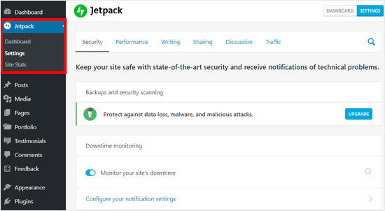 Funciones de Jetpack en un blog de WordPress autoalojado