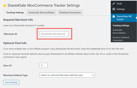 Vincular el plugin ShareASale WooCommerce Tracker a tu cuenta de ShareASale