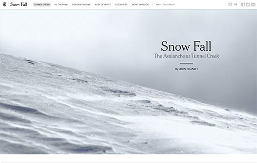 Snow Fall del New York Times fue el primer relato de este tipo en la web