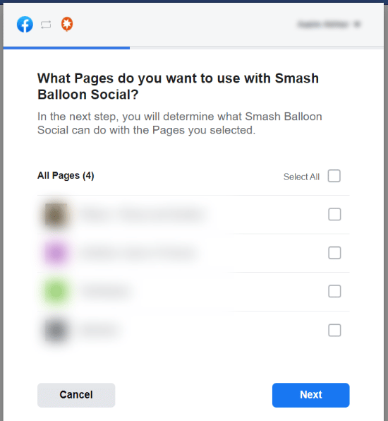 Seleccionar páginas para usar con Smash Balloon