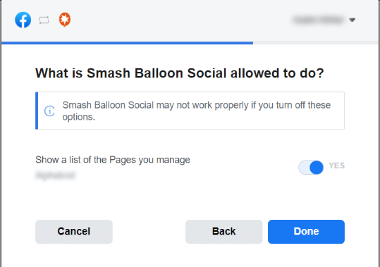 Permitir a Smash Balloon utilizar la página
