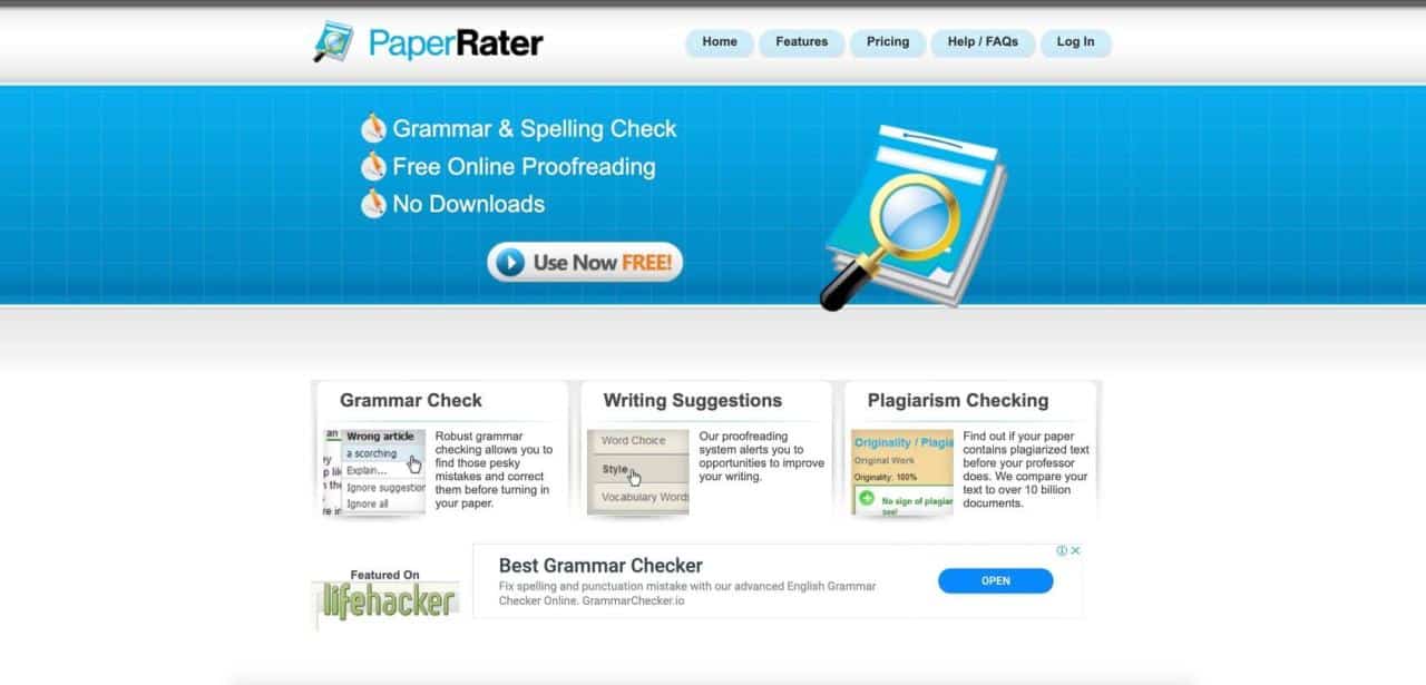 página de inicio de paper rater tool