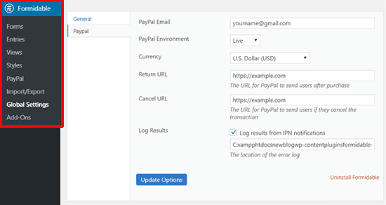 Configurar PayPal con Formularios Formidables