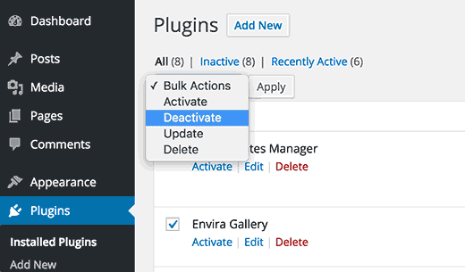 Desactivar todos los plugins en WordPress