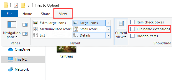 Configurar las extensiones de los archivos para que se muestren después de sus nombres