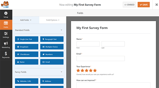 Plantilla de formulario de encuesta