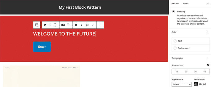 Edición de la disposición del patrón de bloques