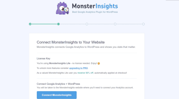 Conecta MonsterInsights con tu sitio web