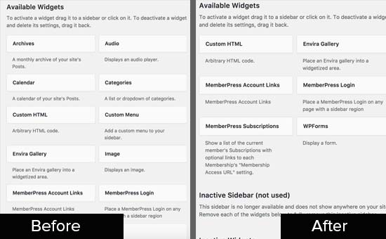 Limpiar la pantalla de widgets en WordPress