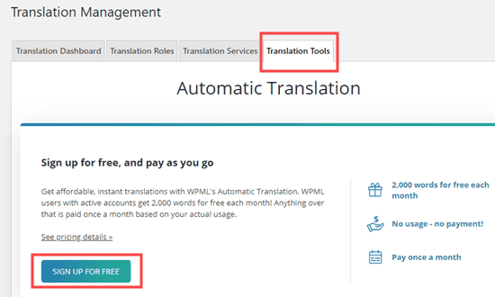 Registrarse en las traducciones automáticas