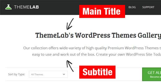 Una página de WordPress con un título y un subtítulo
