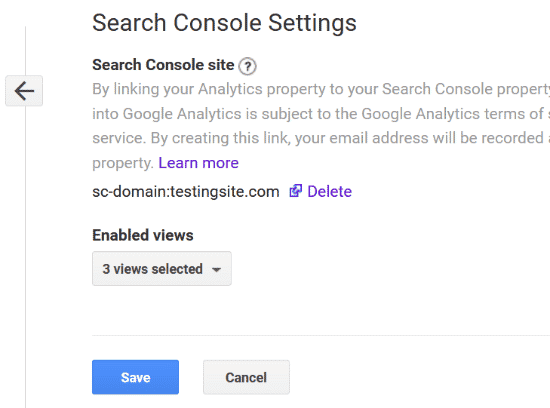 Ver Search Console conectado con Analytics
