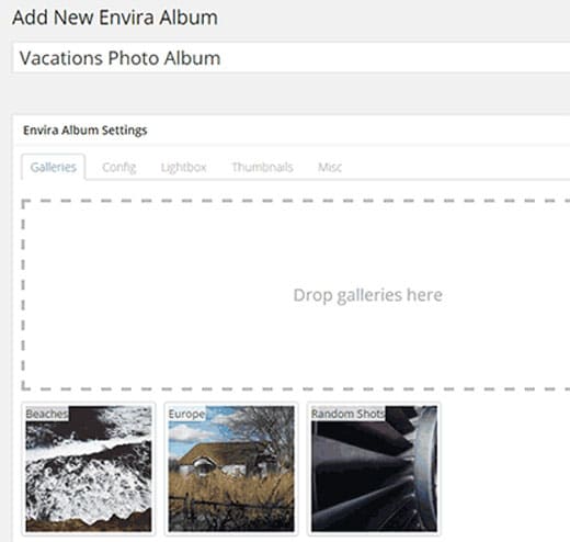 Añadir nuevos álbumes en Envira