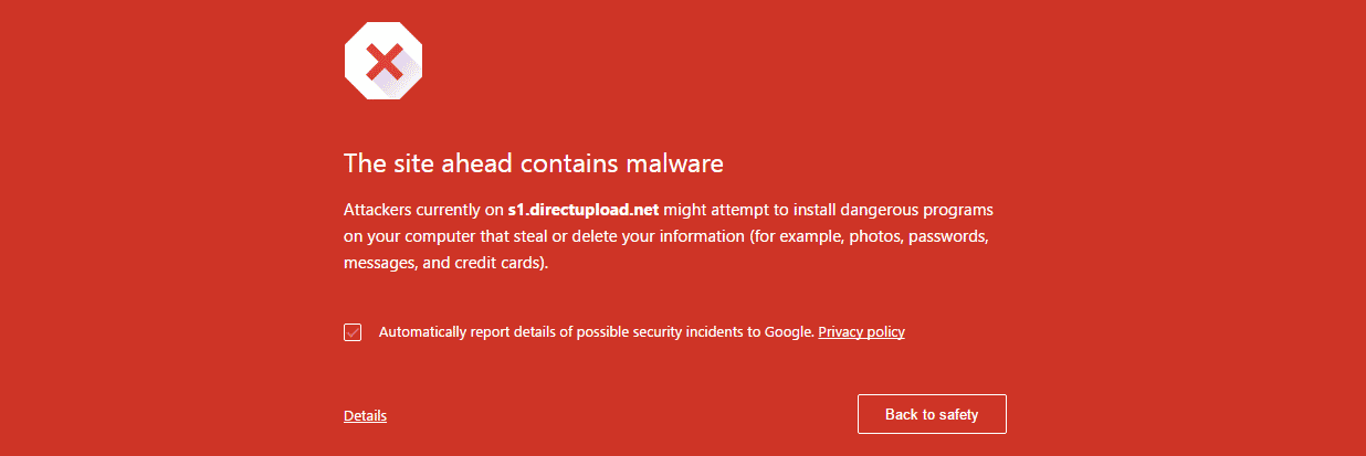 El sitio contiene una advertencia de malware