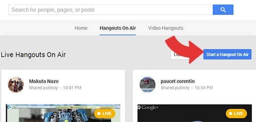 Iniciar un Hangout de Google+ en el aire
