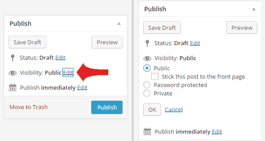 Hacer entradas privadas o protegidas con contraseña en WordPress