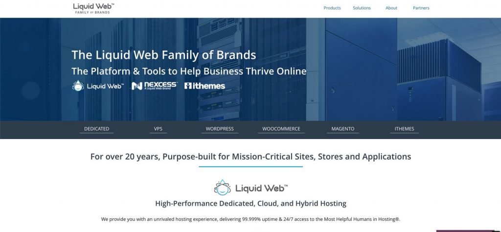 Página de inicio de Liquid Web