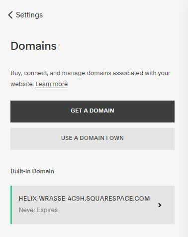 Opciones de dominio de Squarespace