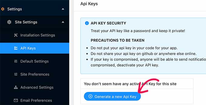Generar claves API