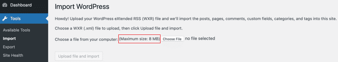 Hay un límite en el tamaño del archivo XML que se puede importar