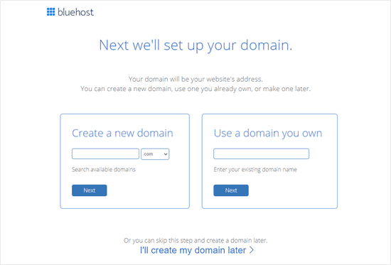 Crea un nombre de dominio para tu sitio web