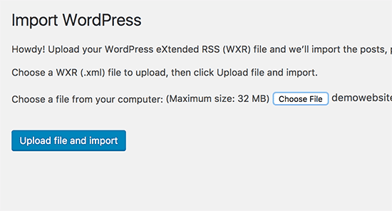 Importar el archivo XML de WordPress