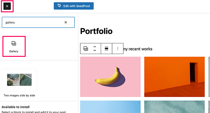 Añadir página de portafolio usando el editor por defecto