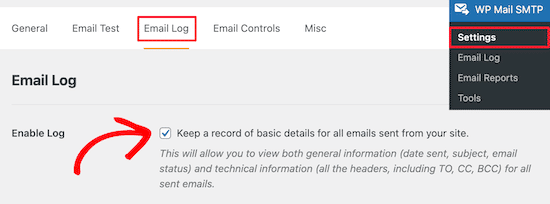 Activar el seguimiento del registro de correo electrónico