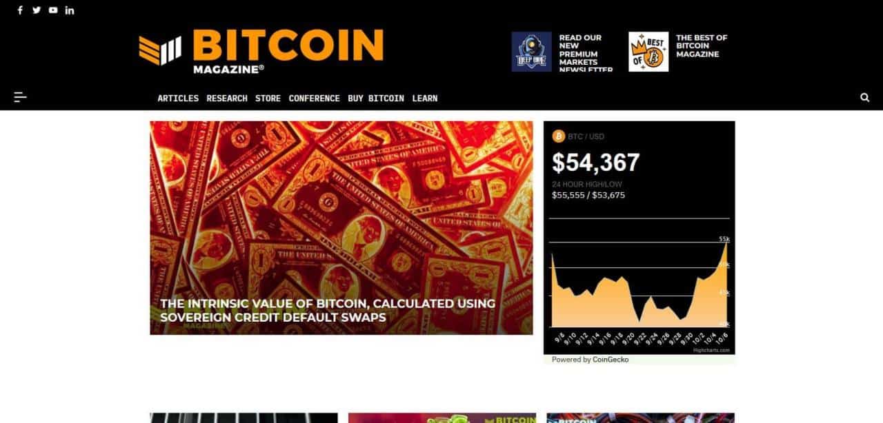 Página de la revista Bitcoin