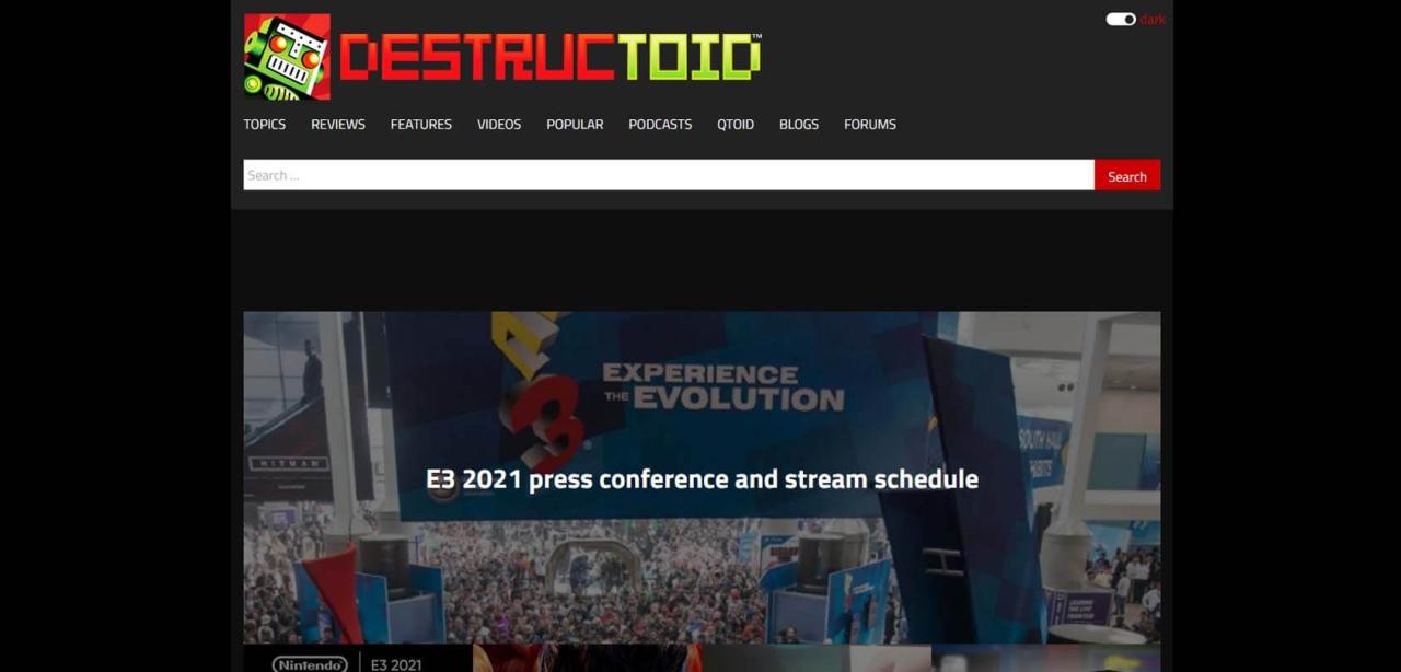 Página web de Destructoid