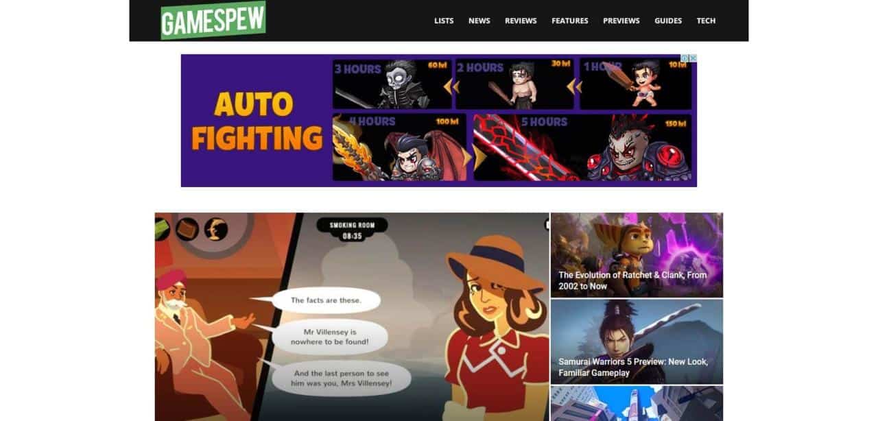 Página web de GameSpew