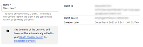 Copiar tu ID de cliente y tu secreto de cliente