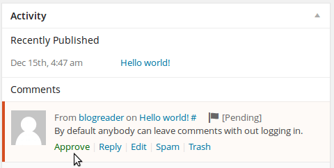 Comentarios recientes de WordPress