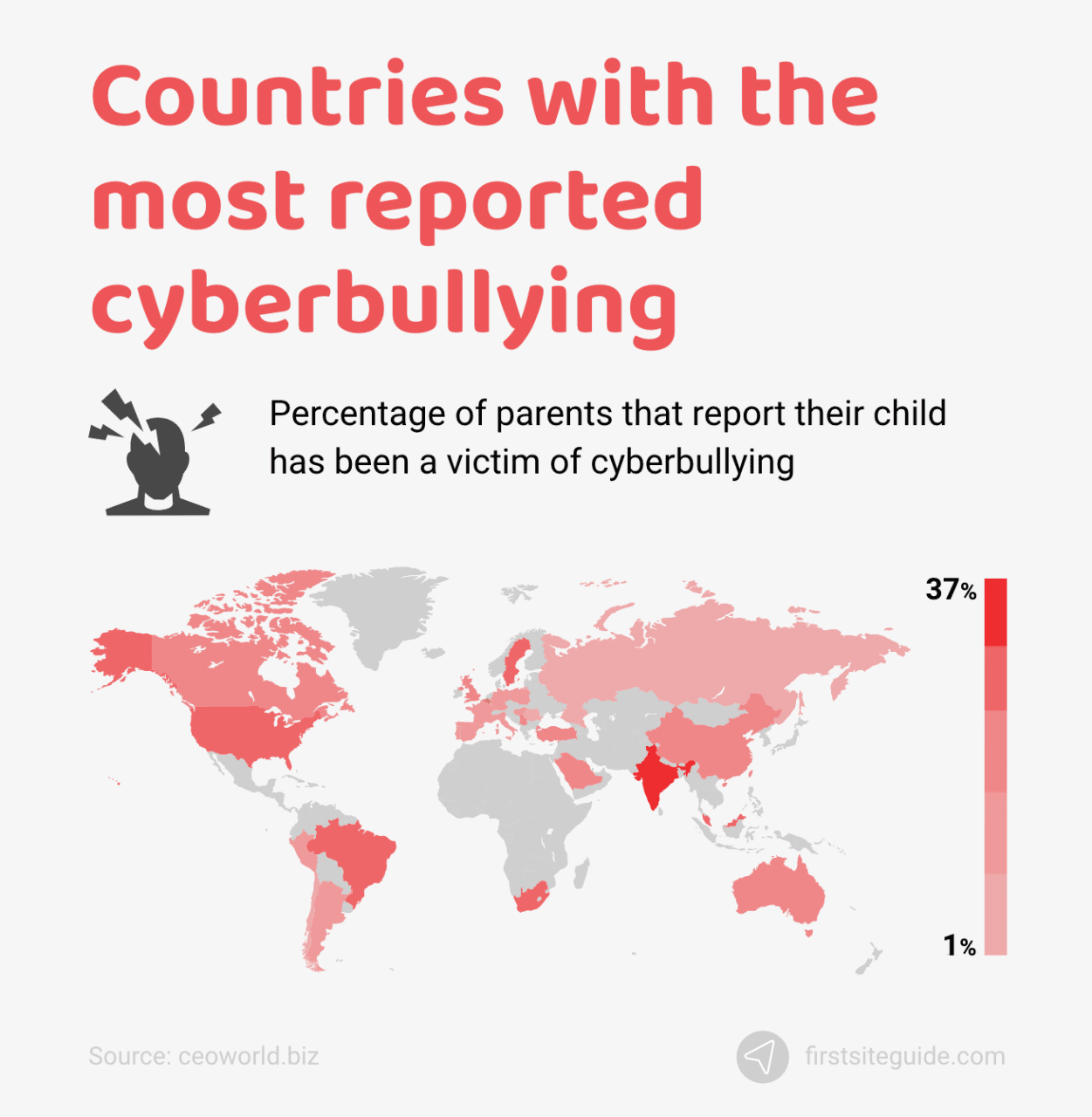 Países con más denuncias de ciberacoso