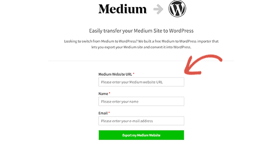 Introduce la URL de tu blog en Medium