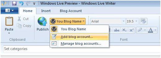 Añadir un nuevo blog de WordPress a Windows Live Writer